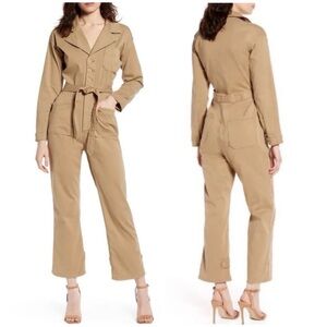 Good American The On Duty Belted Jumpsuit Khaki
with Pockets Sz 3/ sz 10-12 NWOT